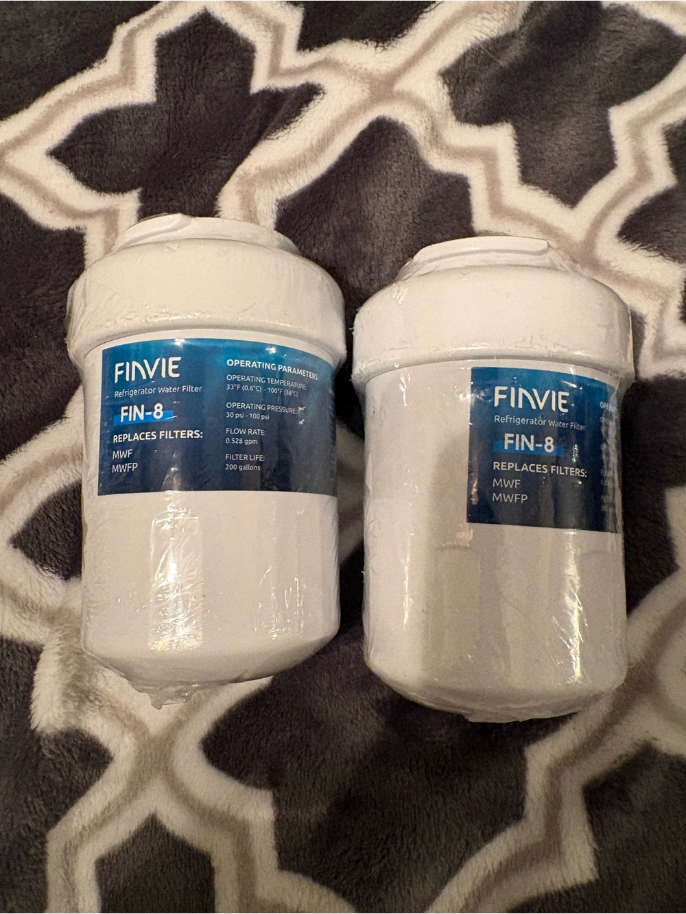 FINVIE FIN-8 Refrigerator Water Filter Pair - White